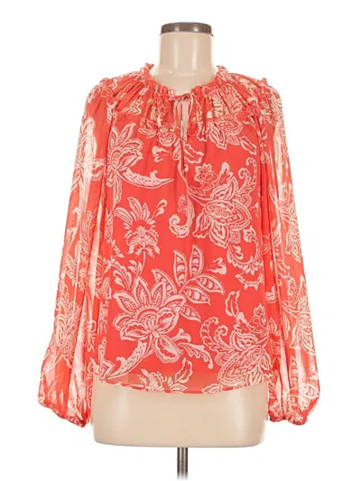 Pre-owned Evereve Long Sleeve Blouse In Orange