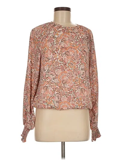 Pre-owned Evereve Long Sleeve Blouse In Orange