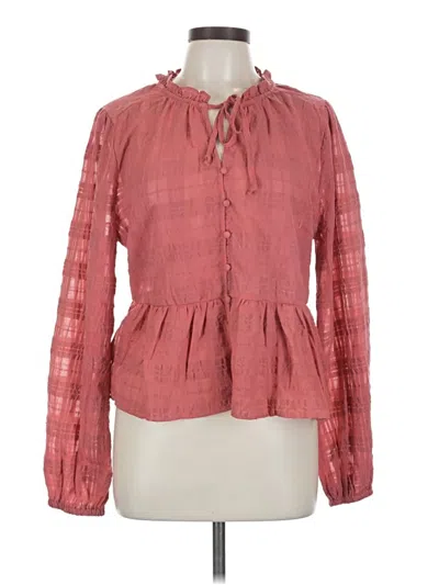 Pre-owned Evereve Long Sleeve Blouse In Pink