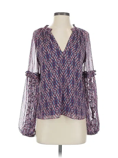 Pre-owned Evereve Long Sleeve Blouse In Purple
