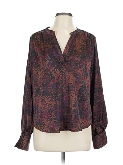 Pre-owned Evereve Long Sleeve Blouse In Purple