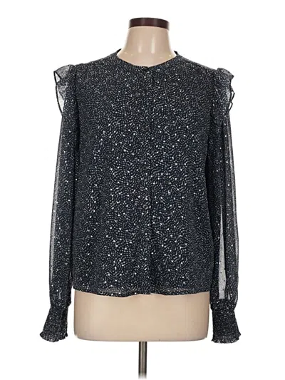 Pre-owned Evereve Long Sleeve Blouse In Silver