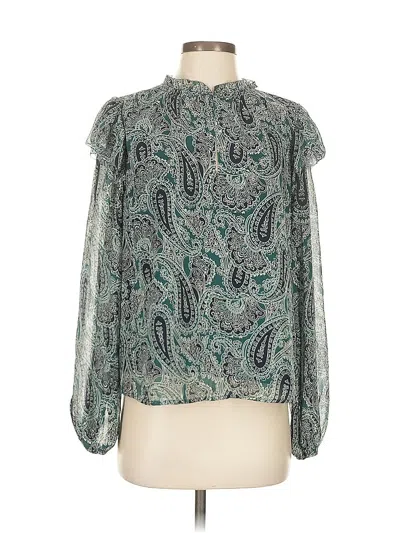 Pre-owned Evereve Long Sleeve Blouse In Teal