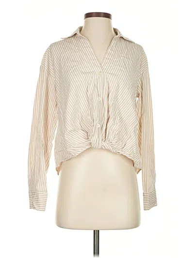 Pre-owned Evereve Long Sleeve Blouse In White
