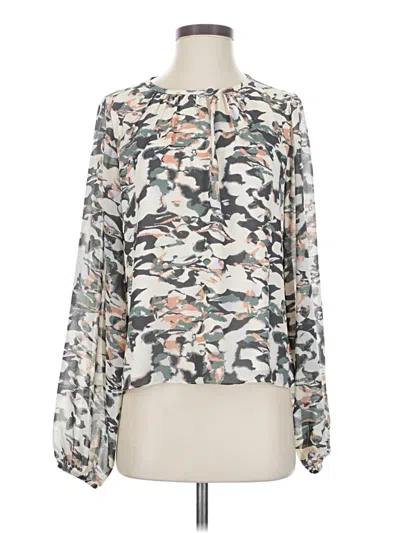 Pre-owned Evereve Long Sleeve Blouse In White