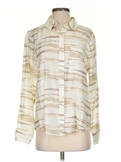 Pre-owned Evereve Long Sleeve Blouse In White