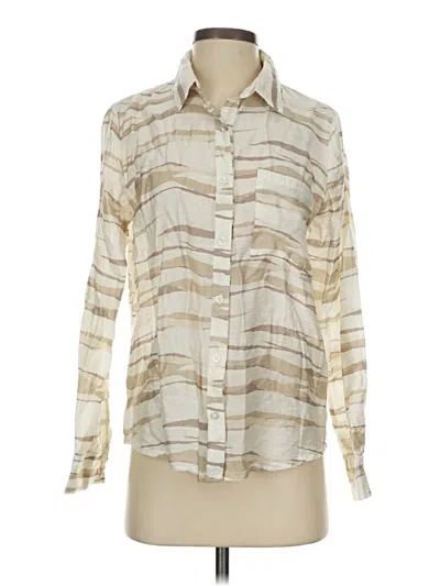 Pre-owned Evereve Long Sleeve Blouse In White