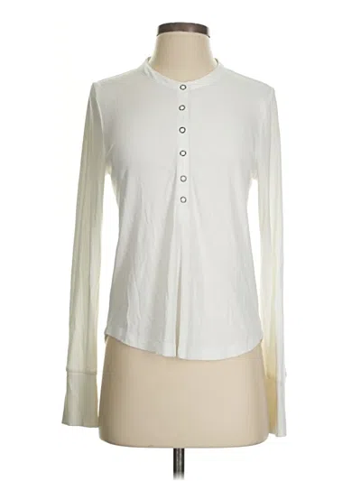 Pre-owned Evereve Long Sleeve Blouse In White