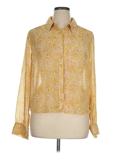 Pre-owned Evereve Long Sleeve Blouse In Yellow