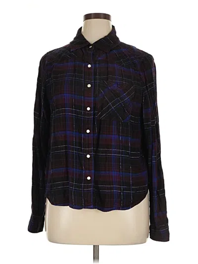 Pre-owned Evereve Long Sleeve Button Down Shirt In Black