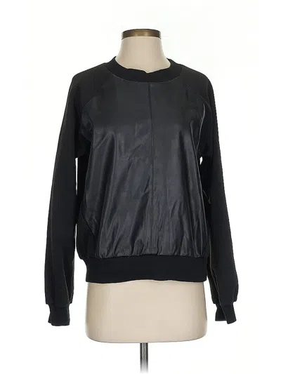 Pre-owned Evereve Long Sleeve Top Black Crew Neck Tops