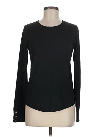 Pre-owned Evereve Long Sleeve Top Black Crew Neck Tops