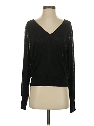 Pre-owned Evereve Long Sleeve Top Black V Neck Tops