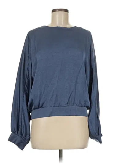 Pre-owned Evereve Long Sleeve Top Blue Boatneck Tops