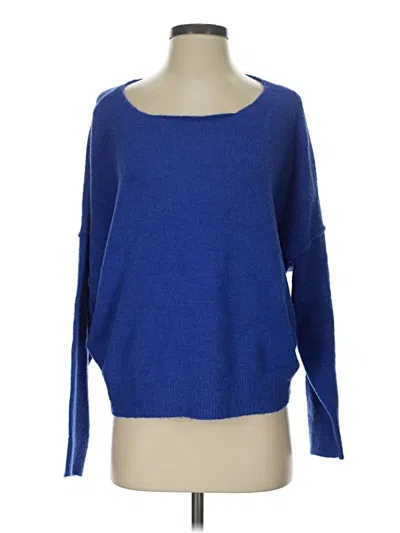 Pre-owned Evereve Long Sleeve Top Blue Boatneck Tops