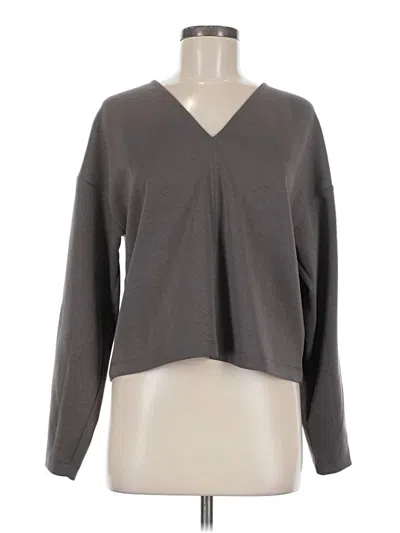 Pre-owned Evereve Long Sleeve Top Gray V Neck Tops