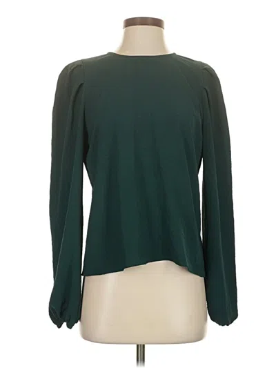 Pre-owned Evereve Long Sleeve Top Green Mock Neckline Tops