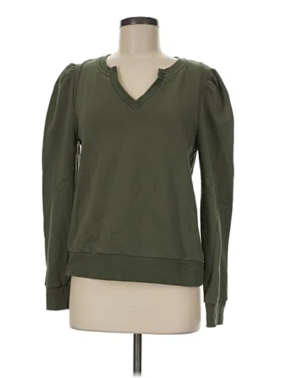 Pre-owned Evereve Long Sleeve Top Green Sweetheart Neckline Tops