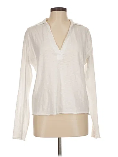 Pre-owned Evereve Long Sleeve Top Ivory Cowl Neck Tops In White