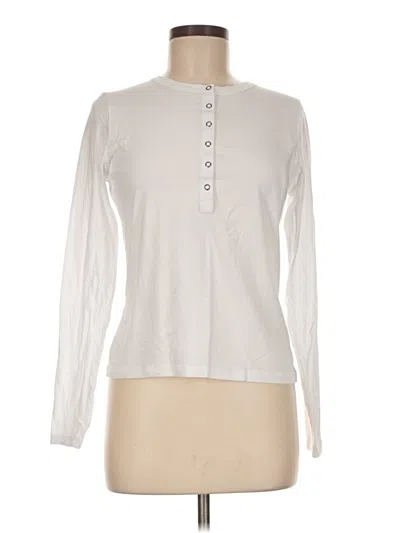 Pre-owned Evereve Long Sleeve Top Ivory Mock Neckline Tops