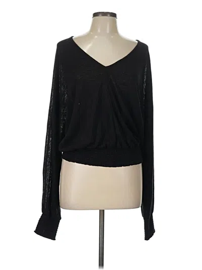 Pre-owned Evereve Long Sleeve T-shirt In Black