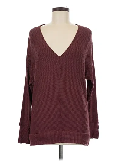 Pre-owned Evereve Pullover Sweater In Burgundy