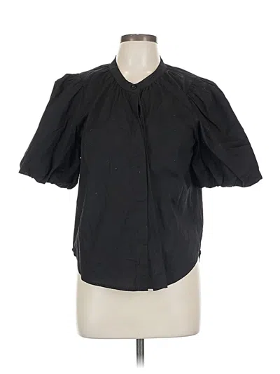Pre-owned Evereve Short Sleeve Blouse In Black