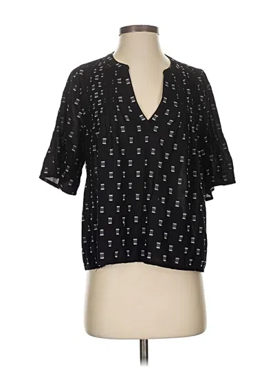 Pre-owned Evereve Short Sleeve Blouse In Black