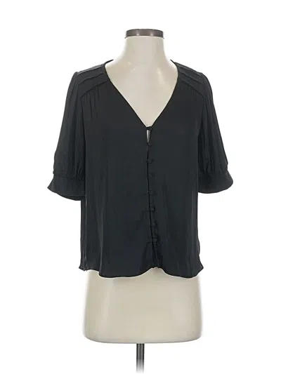 Pre-owned Evereve Short Sleeve Blouse In Black