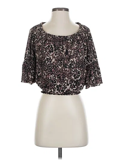 Pre-owned Evereve Short Sleeve Blouse In Black