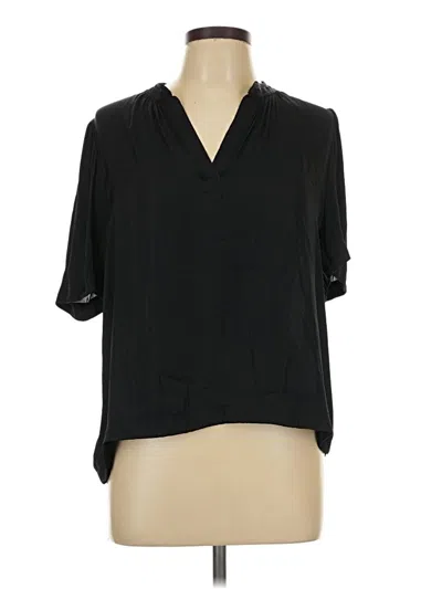 Pre-owned Evereve Short Sleeve Blouse In Black