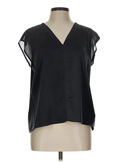 Pre-owned Evereve Short Sleeve Blouse In Black