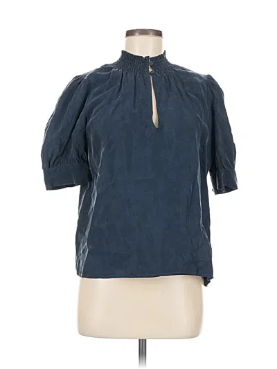 Pre-owned Evereve Short Sleeve Blouse In Blue