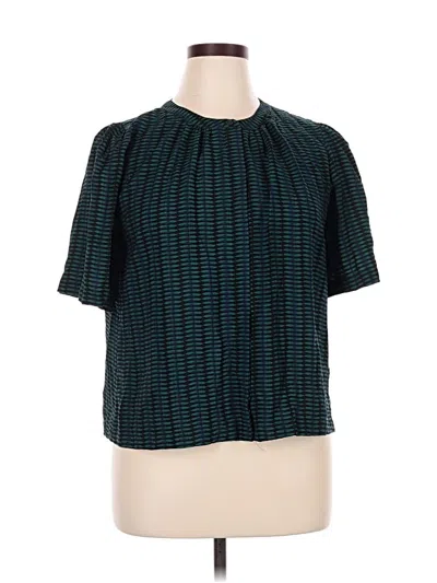 Pre-owned Evereve Short Sleeve Blouse In Blue