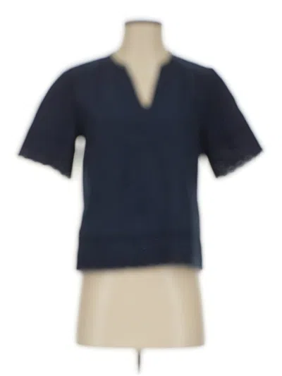 Pre-owned Evereve Short Sleeve Blouse In Blue
