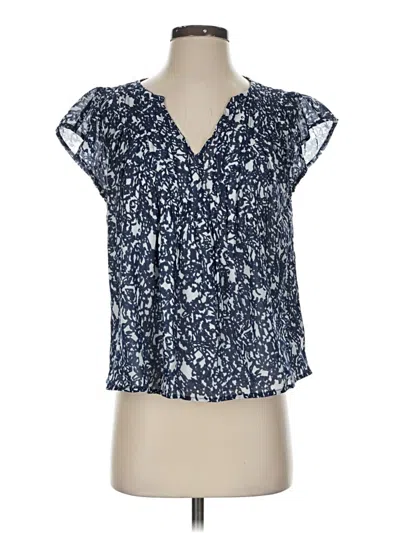 Pre-owned Evereve Short Sleeve Blouse In Blue