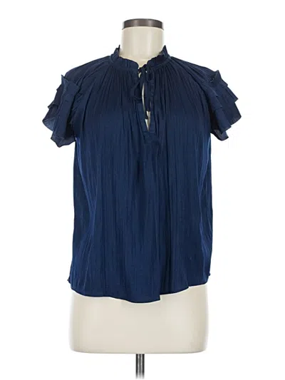 Pre-owned Evereve Short Sleeve Blouse In Blue