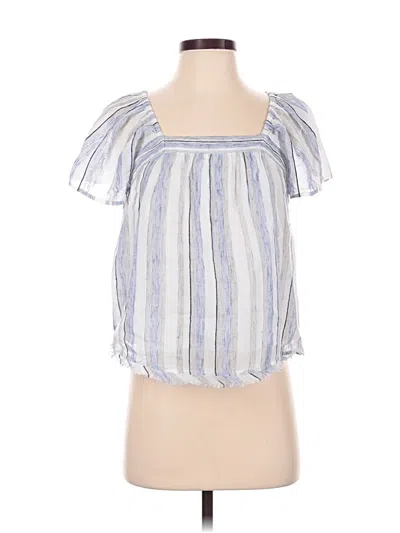 Pre-owned Evereve Short Sleeve Blouse In Blue