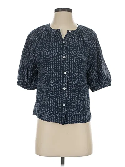 Pre-owned Evereve Short Sleeve Blouse In Blue