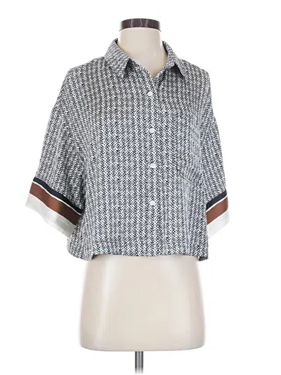 Pre-owned Evereve Short Sleeve Blouse In Blue