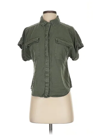 Pre-owned Evereve Short Sleeve Blouse In Green
