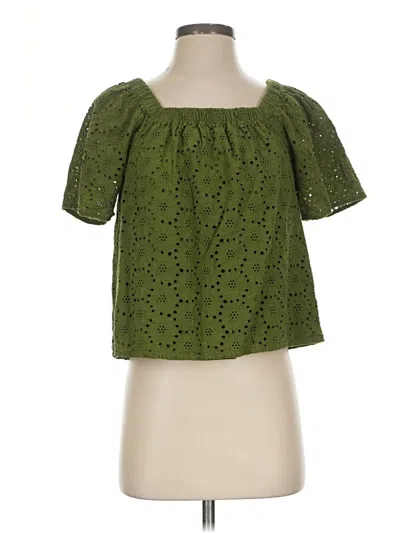 Pre-owned Evereve Short Sleeve Blouse In Green