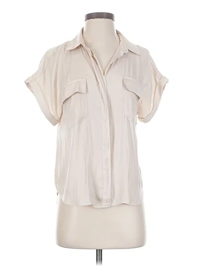 Pre-owned Evereve Short Sleeve Blouse In Ivory