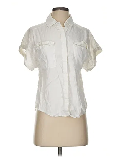 Pre-owned Evereve Short Sleeve Blouse In Ivory