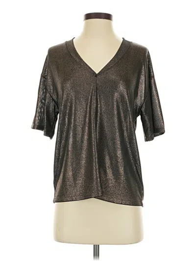 Pre-owned Evereve Short Sleeve Blouse In Silver