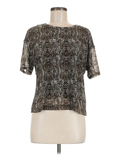 Pre-owned Evereve Short Sleeve Blouse In Silver