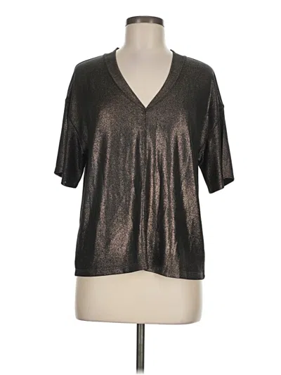 Pre-owned Evereve Short Sleeve Blouse In Silver