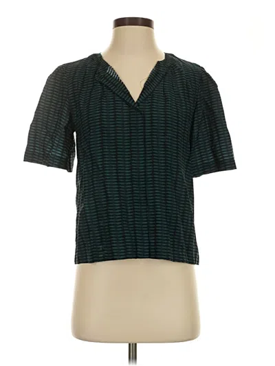 Pre-owned Evereve Short Sleeve Blouse In Teal