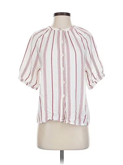 Pre-owned Evereve Short Sleeve Blouse In White