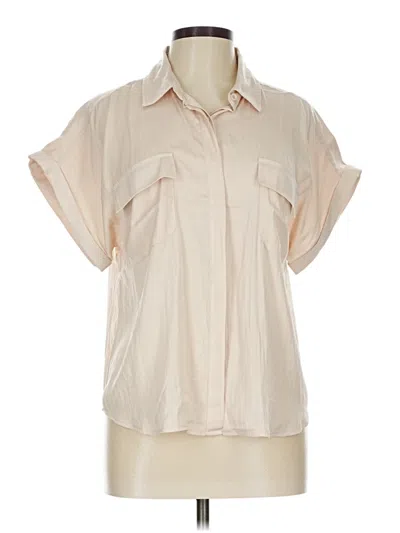Pre-owned Evereve Short Sleeve Blouse In White